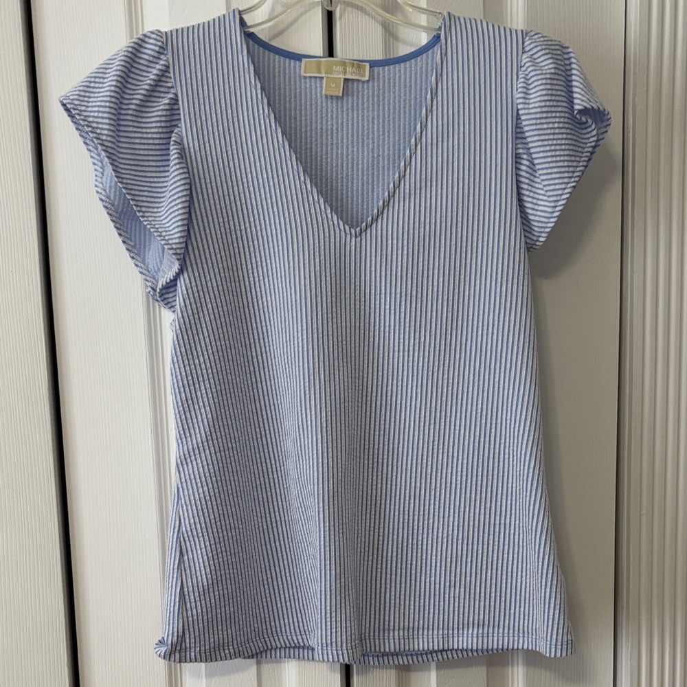 Michael Kors Blue Striped Blouse